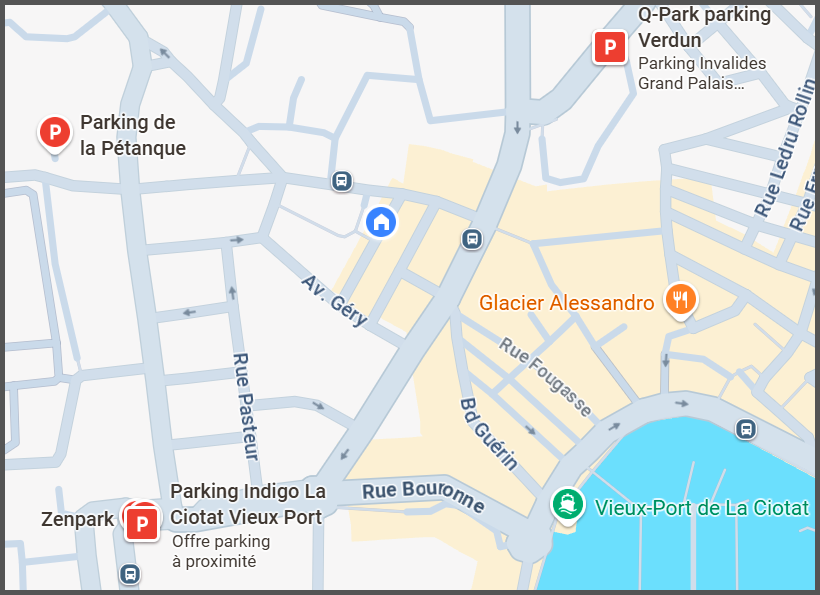 carte du secteur pour visualiser les emplacements des parkings à proximité